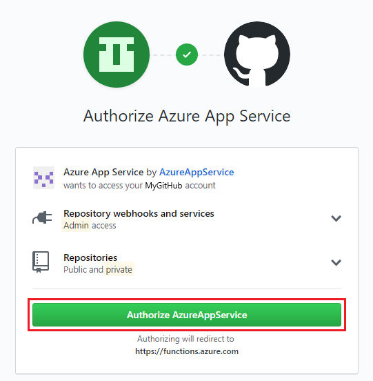 Azure App Service を承認する