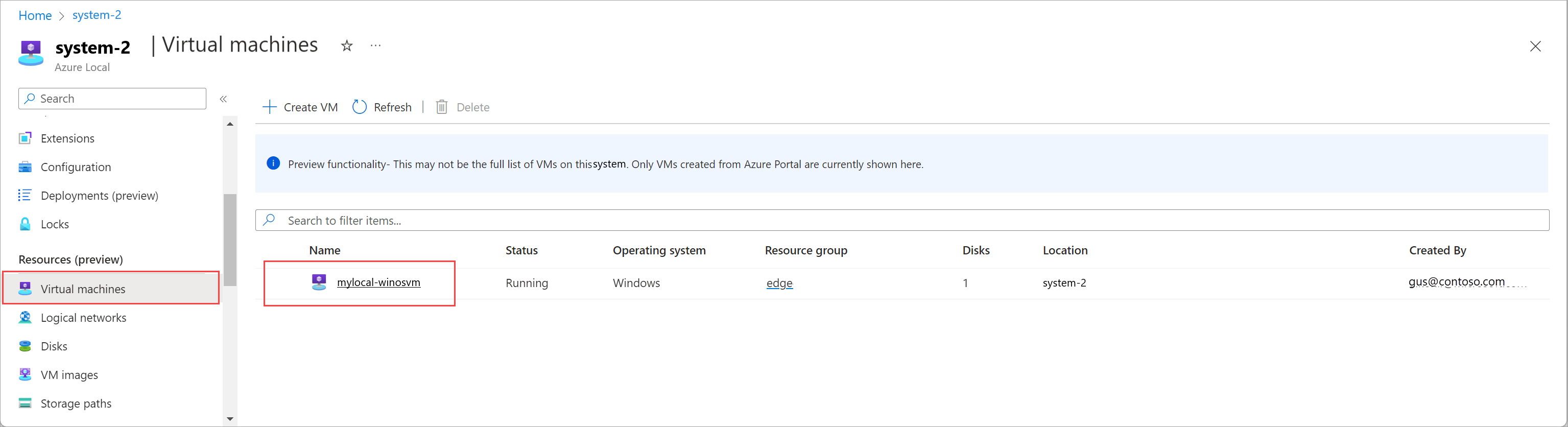 仮想マシンの一覧から選択された仮想マシンのスクリーンショット。