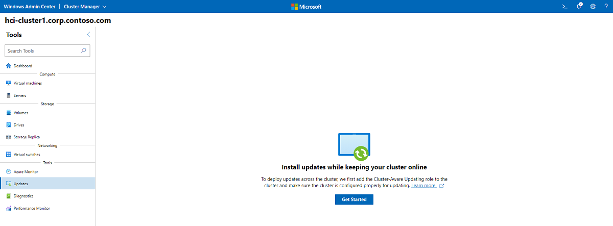Windows Admin Center により、クラスター対応更新を実行するようにクラスターが自動的に構成される