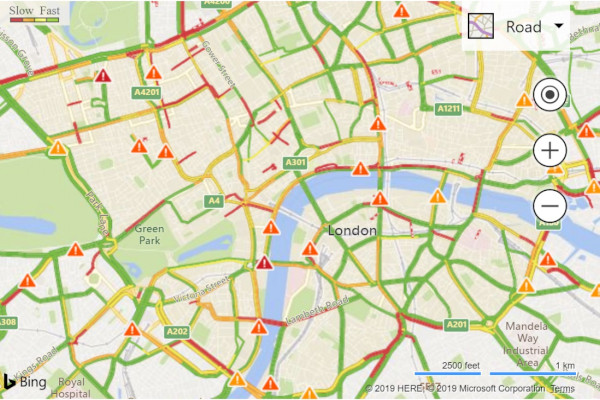 Bing 地図の交通情報