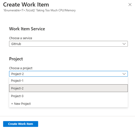 GitHub を使用して問題を作成するためのオプションのスクリーンショット。
