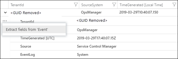 Screenshot showing the Copy and Extract fields options, which are available when you right-click a record from the list of results.