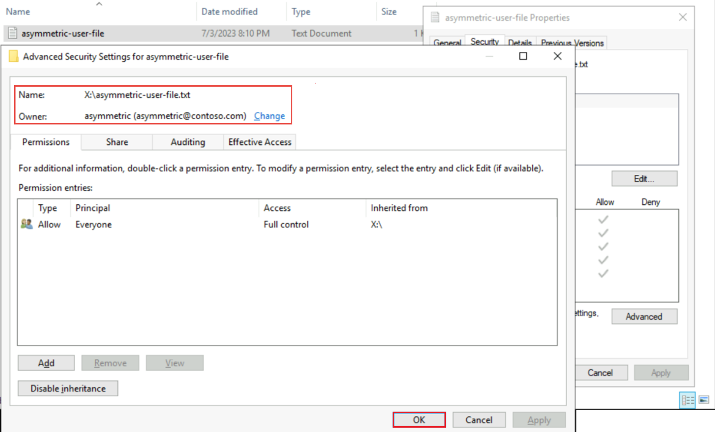 Screenshot that shows Windows SMB owner named Asymmetric.