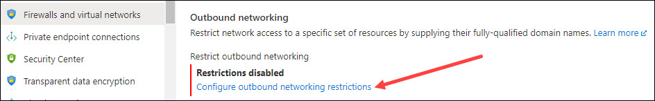 Screenshot of Outbound Networking section