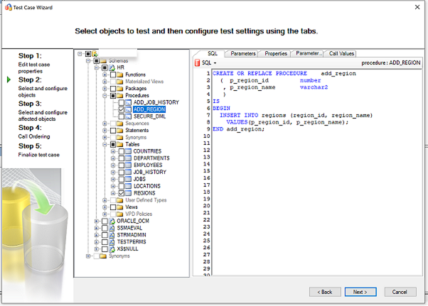 Screenshot that shows step to select and configure object.