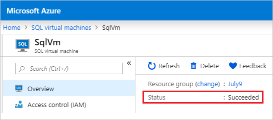 SQL RP 登録で状態を確認する方法を示すスクリーンショット。