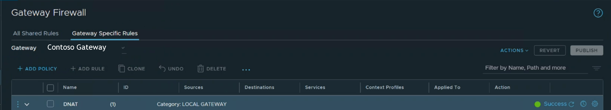パブリック IP アドレスへの受信インターネット接続を示すスクリーンショット。
