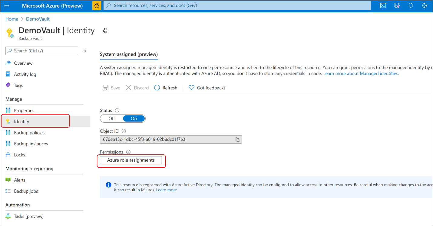 [Azure でのロールの割り当て] を選択する