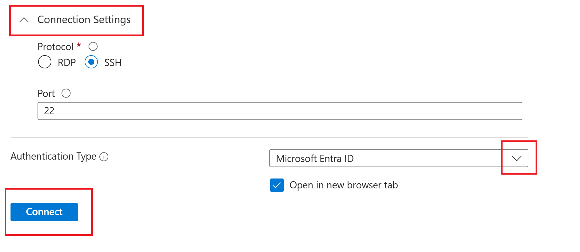 Microsoft Entra ID として認証の種類を示すスクリーンショット。