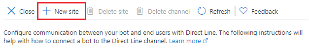 Azure portalの [新しいサイト] ボタンをDirect Lineする