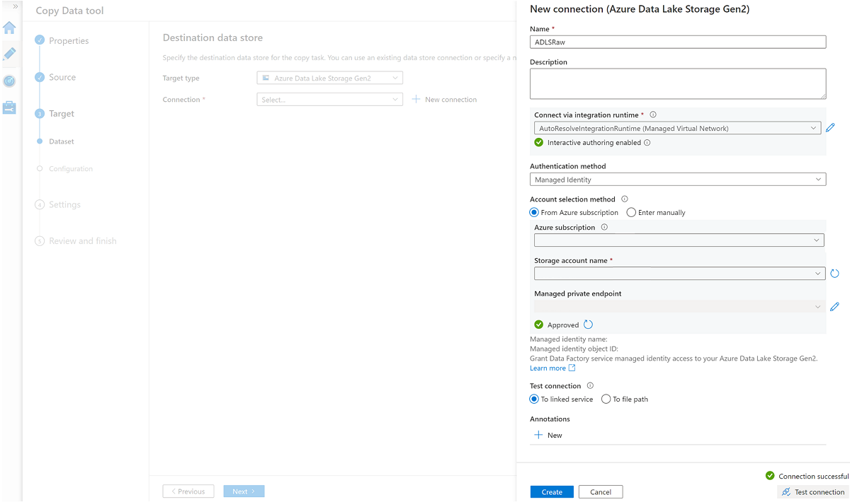 Screenshot that shows the raw storage connection.