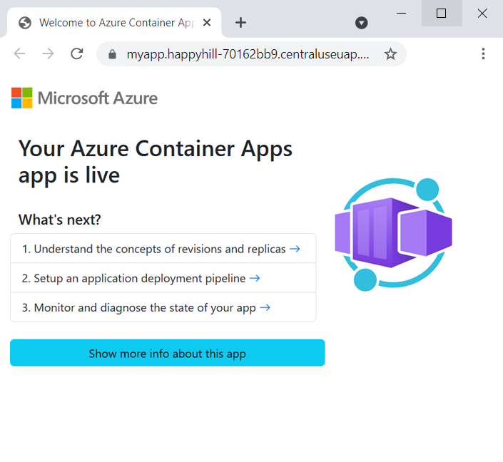 Screenshot of container app web page.