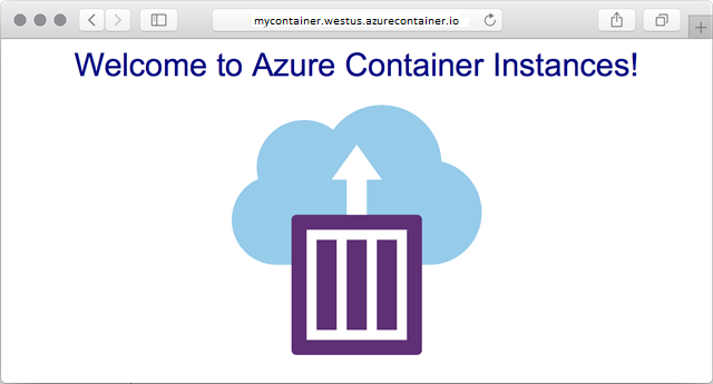 ブラウザーで表示された Azure Container Instances を使用してデプロイされたアプリ