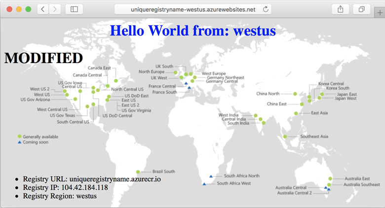 チュートリアル Geo レプリケートされているレジストリに更新内容をプッシュする Azure Container Registry Microsoft Learn