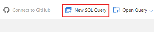 データ エクスプローラー コマンド バーの [新規 SQL クエリ] オプションのスクリーンショット。