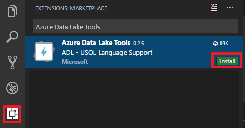 Data Lake Tools をインストールするための選択