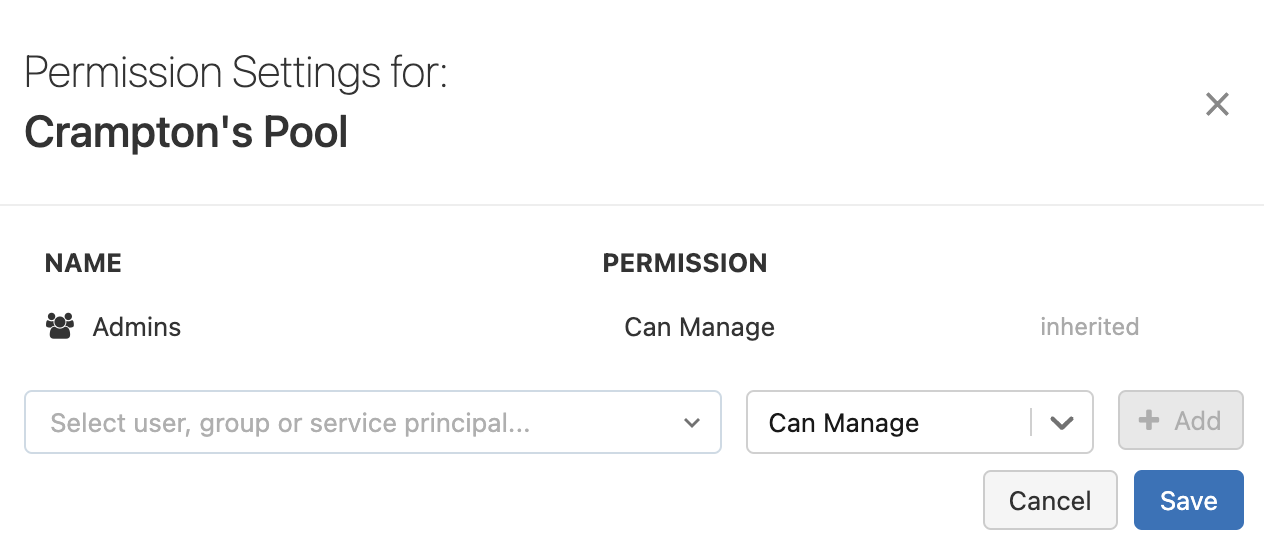 Set pool permissions