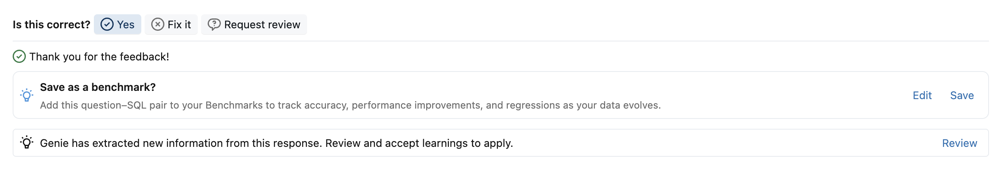 Genie にフィードバックを与えます。