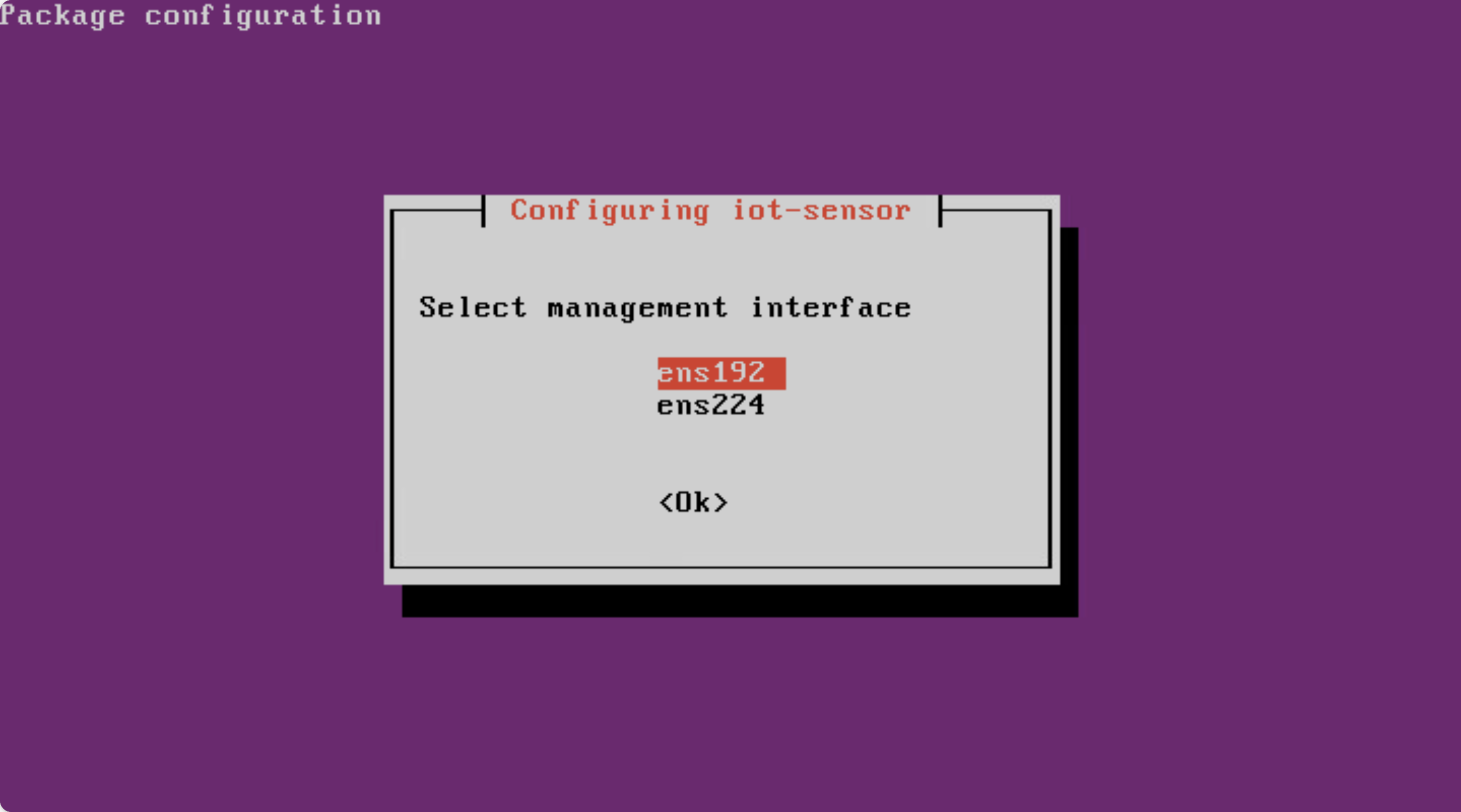 [Select management interface] 画面のスクリーンショット。