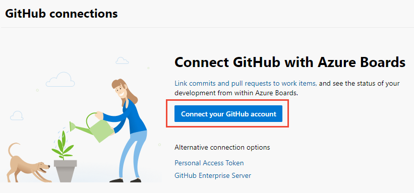 GitHub 資格情報を使用して初めて接続する場合のスクリーンショット。