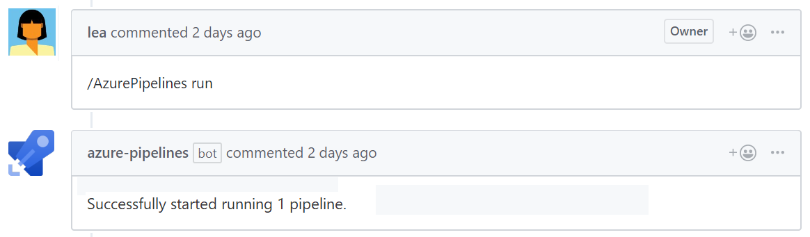 GitHub pull request コメントを使用してパイプラインを実行します。