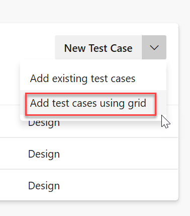 Grid を使用してテスト ケースを追加する。