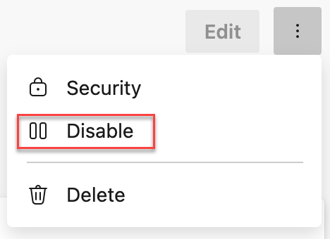 サービス接続を無効にする方法を示すスクリーンショット。