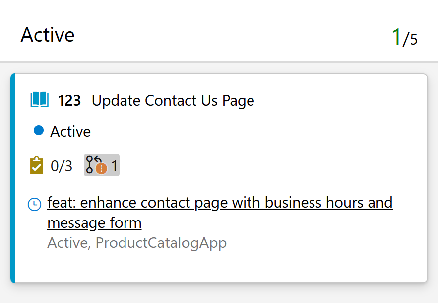 ボード カードの pull request 注釈を示すスクリーンショット。