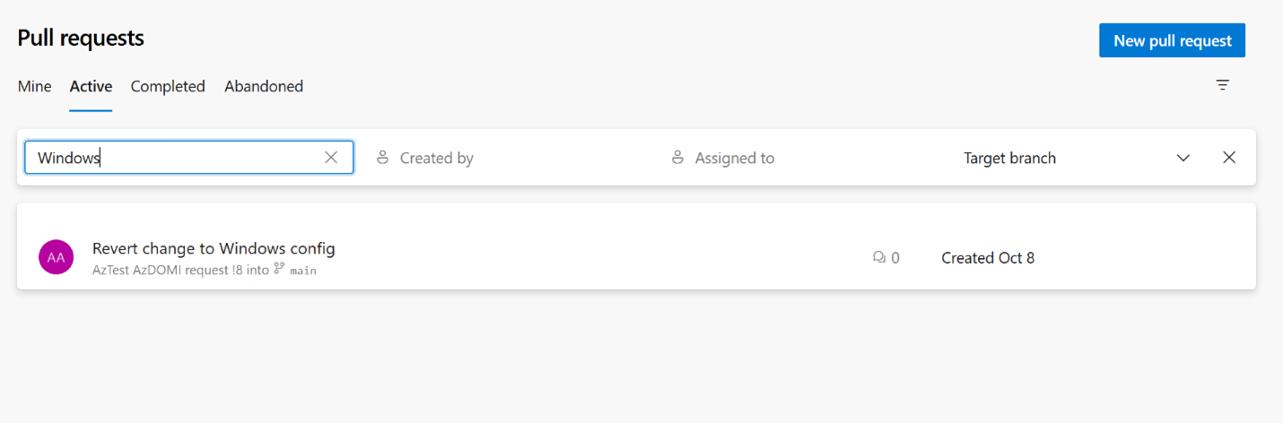 タイトル別の pull request 検索を表示する画像