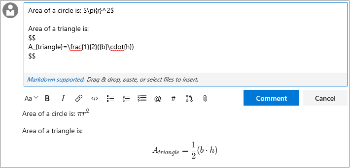 数学を使用した PR マークダウン コメント