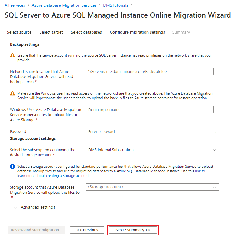 Configure Migration Settings