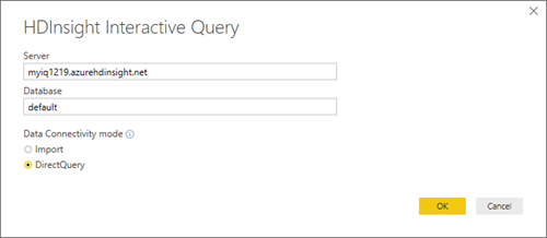 HDInsight interactive query Power BI DirectQuery connect.