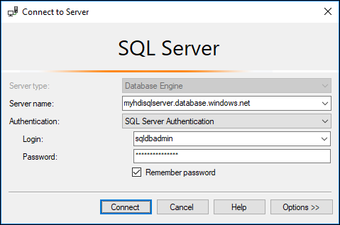 SSMS1 を使用して SQL Database に接続する