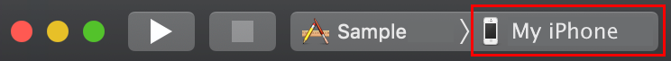 デバイスを選択するための [My iPhone] ボタンのスクリーンショット。