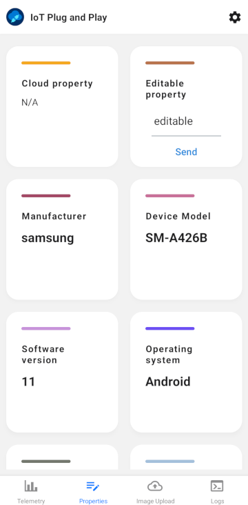 モバイル デバイス アプリのプロパティ ページを示すスクリーンショット。