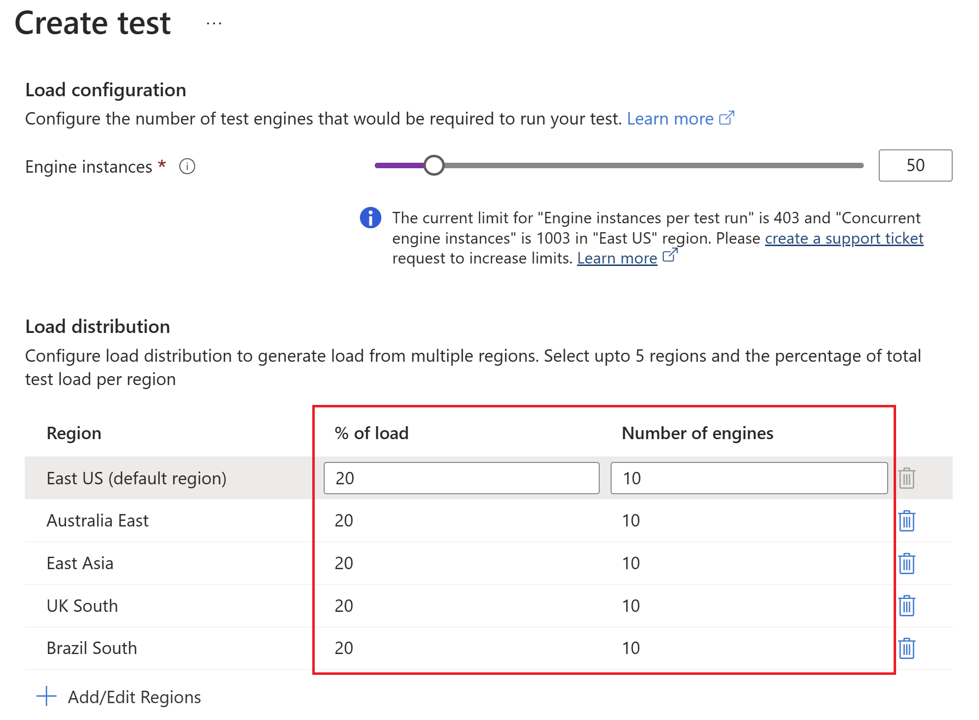 負荷分散を更新するためのエンジンの数を更新するオプションを表すスクリーンショット。