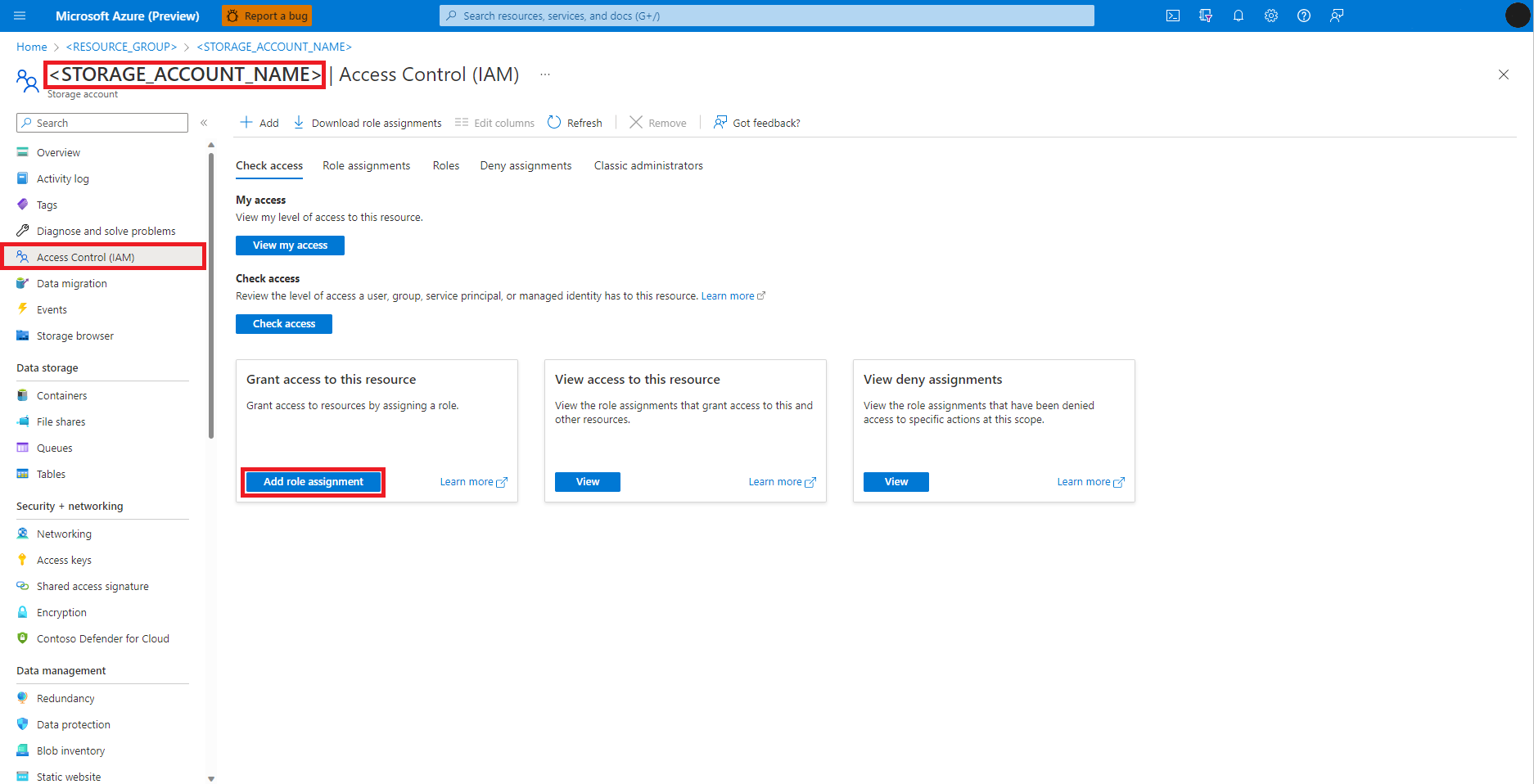 Azure アクセス キー画面を示すスクリーンショット。