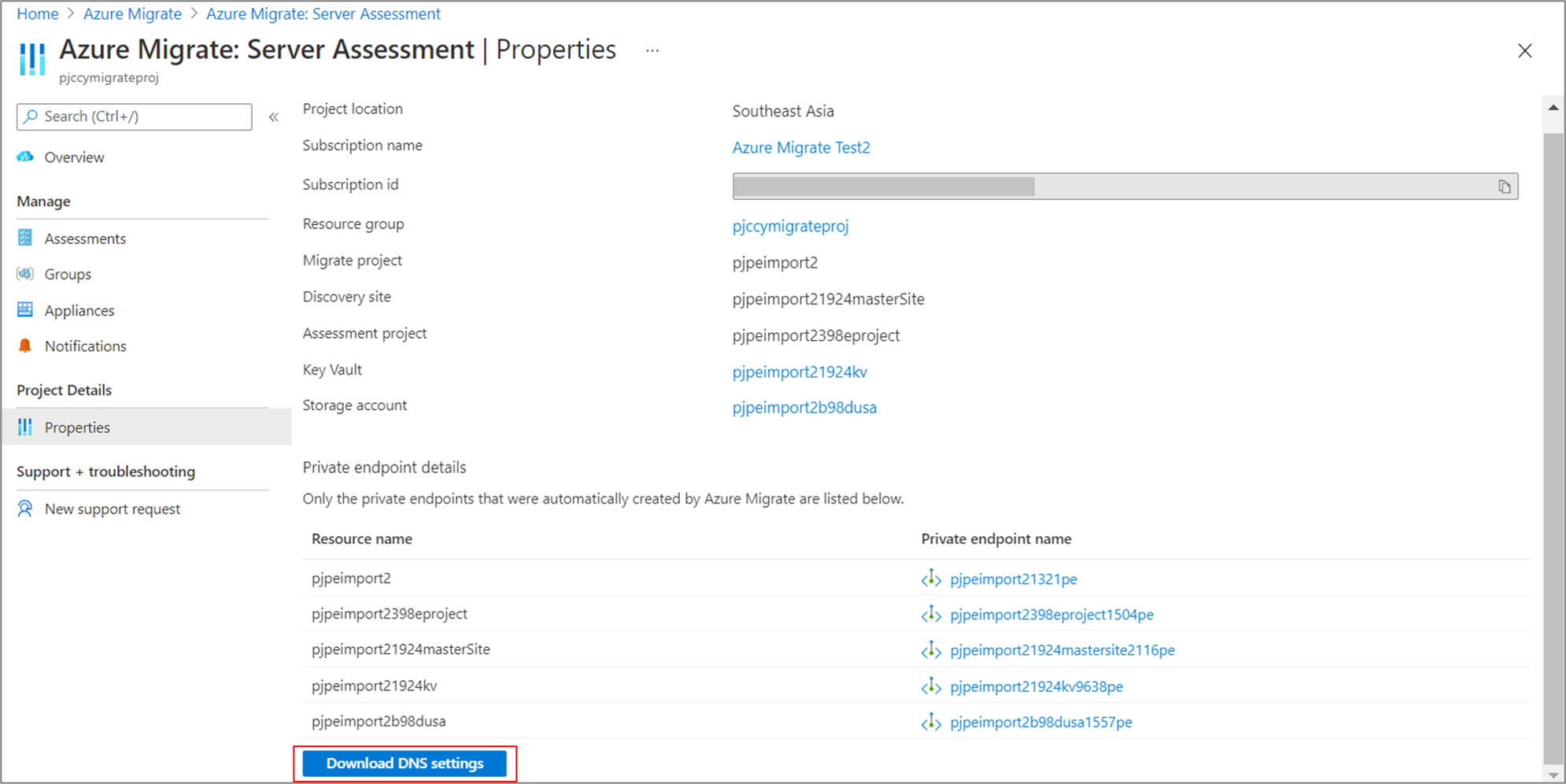 Azure Migrate: Discovery and Assessment のプロパティ