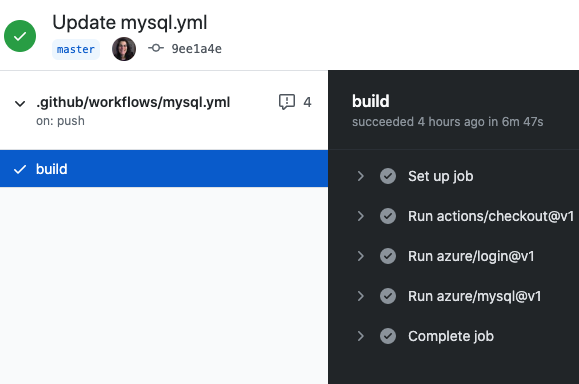 GitHub Actions 実行のログ