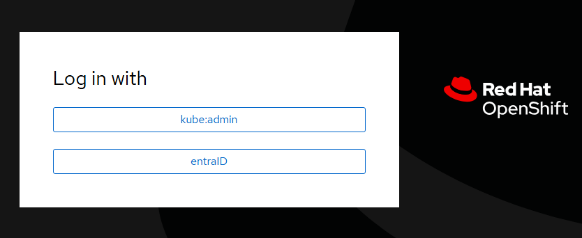 Azure Red Hat OpenShift クラスターにサインインするための Microsoft Entra ID オプションを示すスクリーンショット。