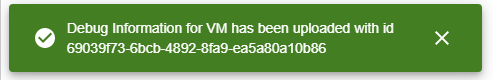Screenshot shows the V M Debug Information collection success message.
