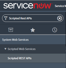 ServiceNow の [Scripted Web Service]\(スクリプト化された Web サービス\) セクション