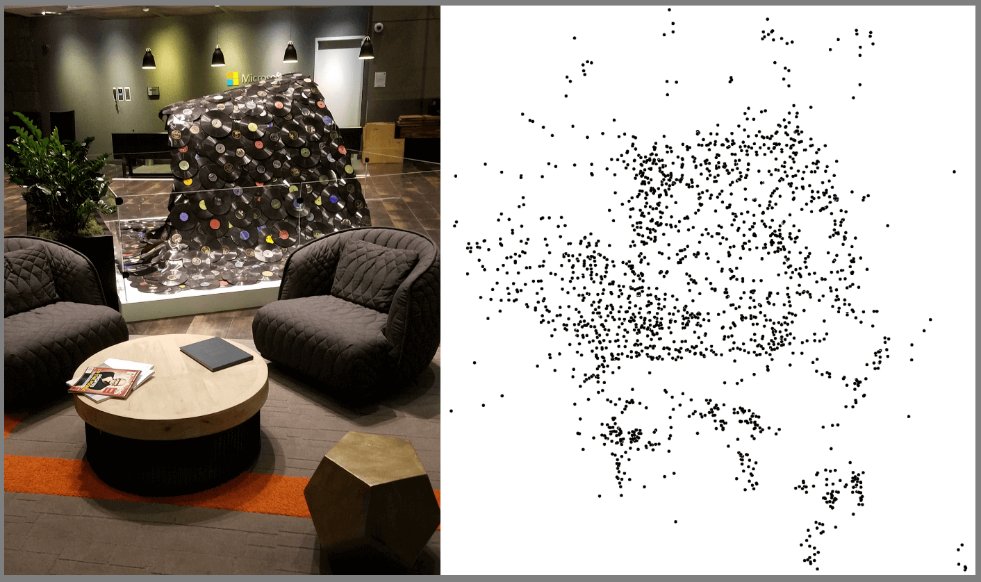 An environment and its derived sparse point cloud