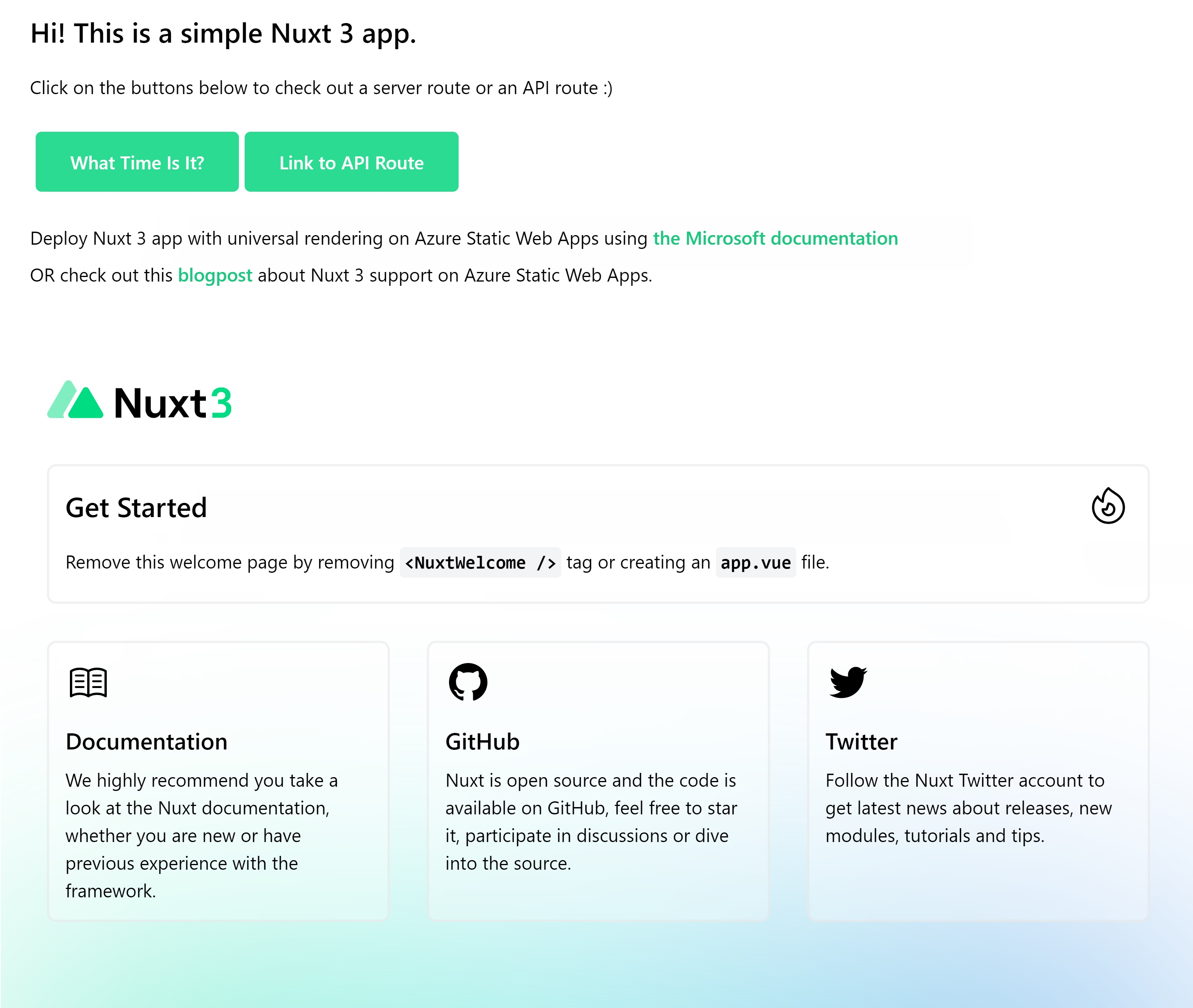 Nuxt.js アプリを開始する