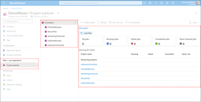 Image of the Project Explorer's Overview tab within the Azure Portal showing 