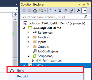 Visual Studio で Azure Stream Analytics IoT Edge プロジェクトをビルドする