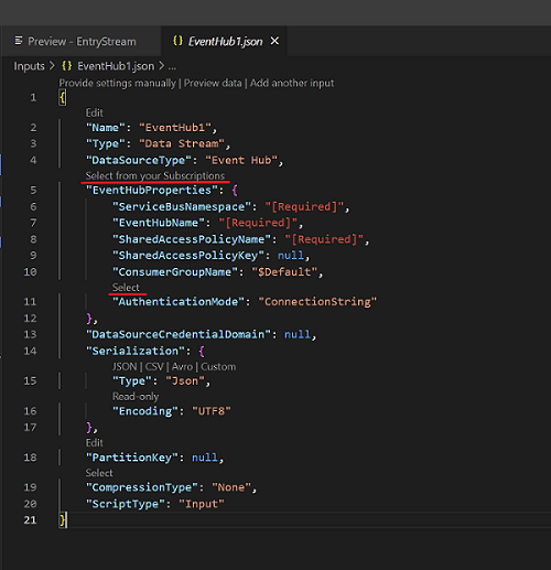 VS Code の [入力の追加] の CodeLens