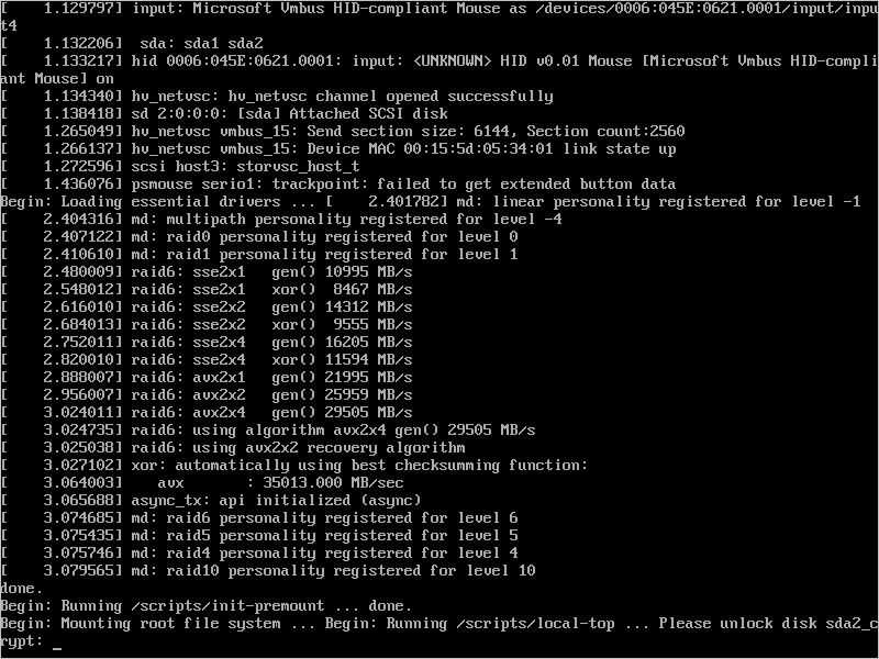 Ubuntu 16.04 のセットアップ - ブート時のパスフレーズ指定