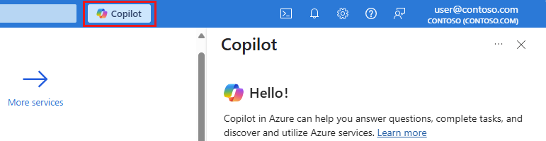 <Azure portal の Copilot アイコンのスクリーンショット。>