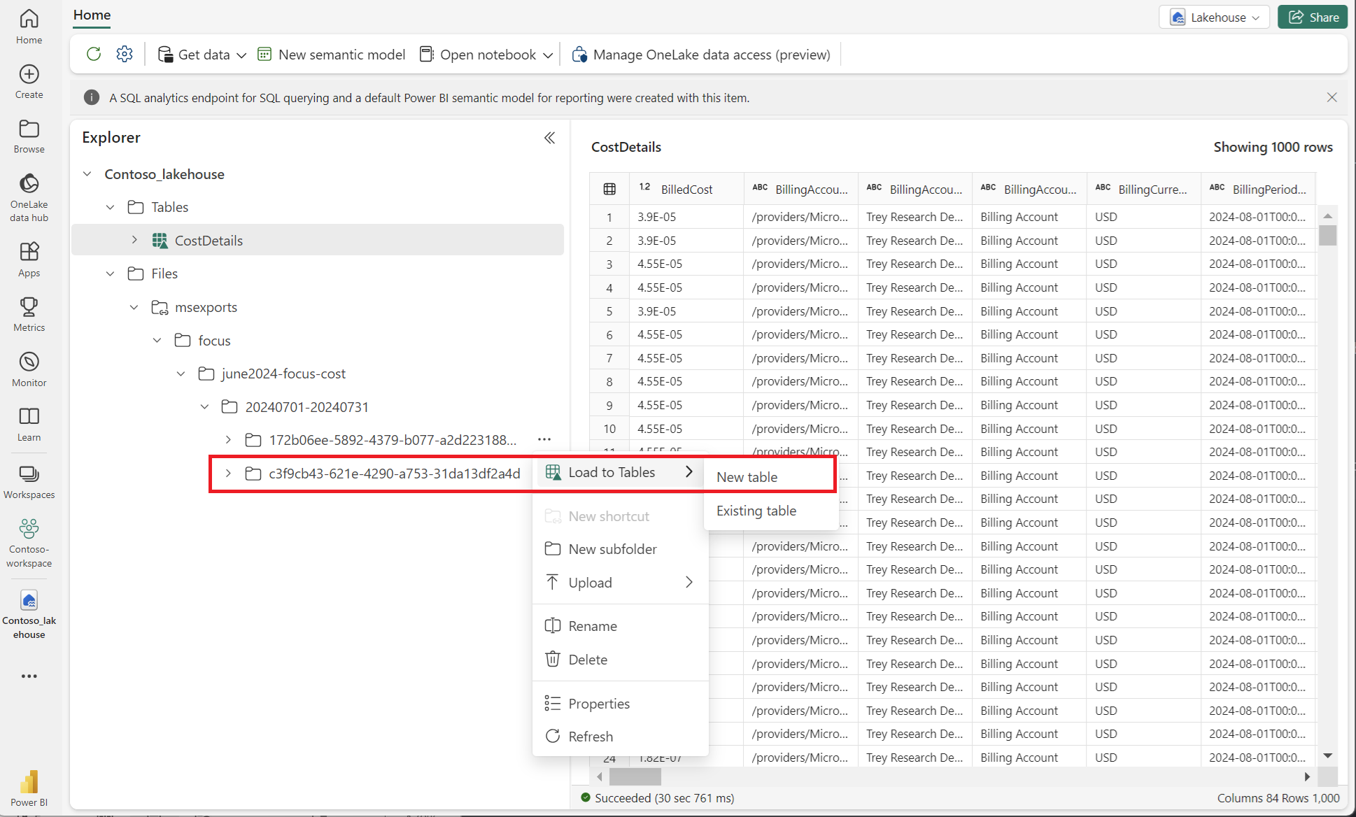 テーブル内のデータを示すスクリーンショット。